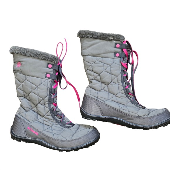Columbia Shoes - Columbia women's 6 Winter Snow Boots Waterproof Insulated Omni Pink Gray Granola